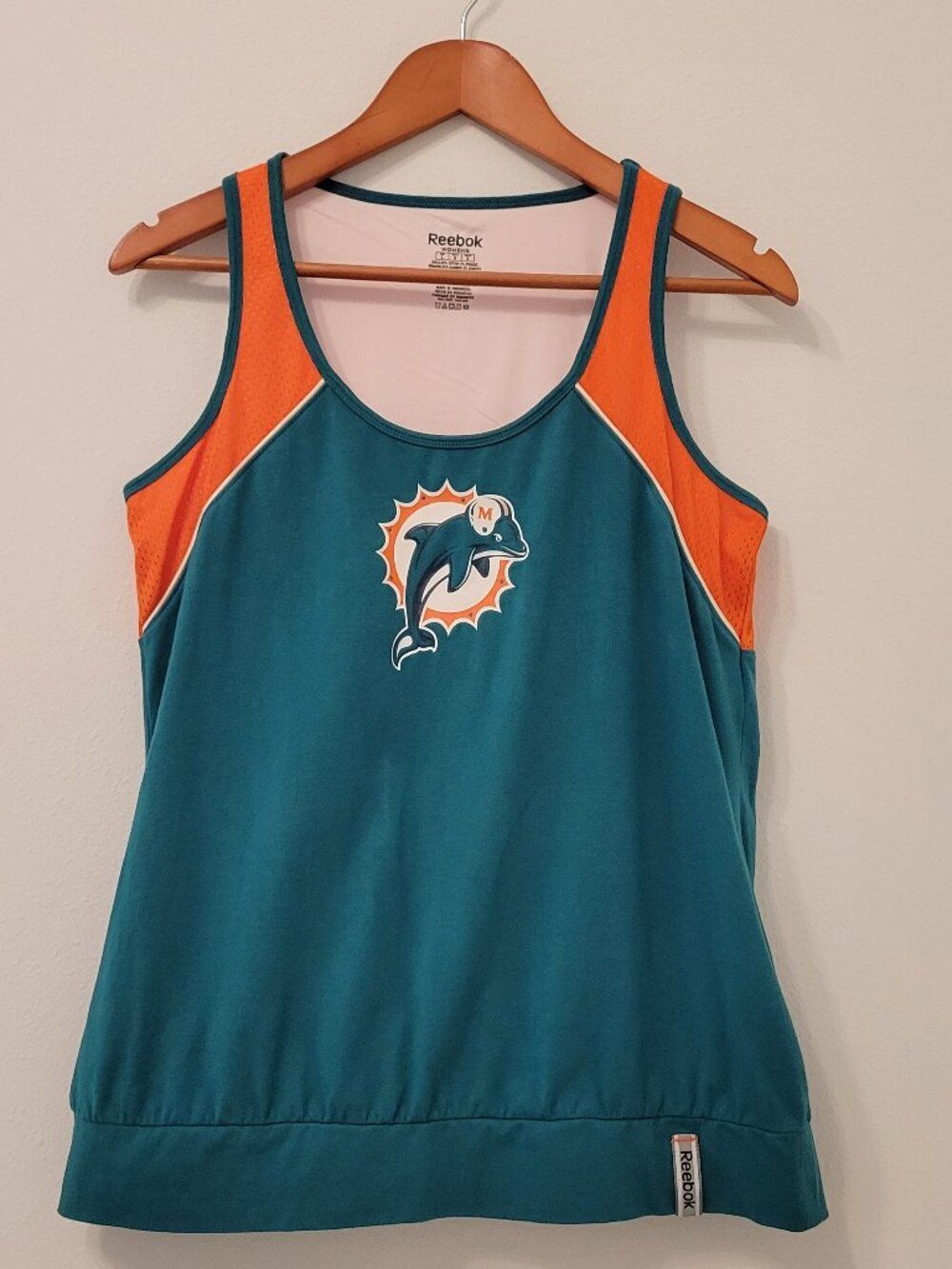 🏈🐬 MIAMI DOLPHINS Football Women's Reebok Racerback Tunic Tank Top Jersey | Lg